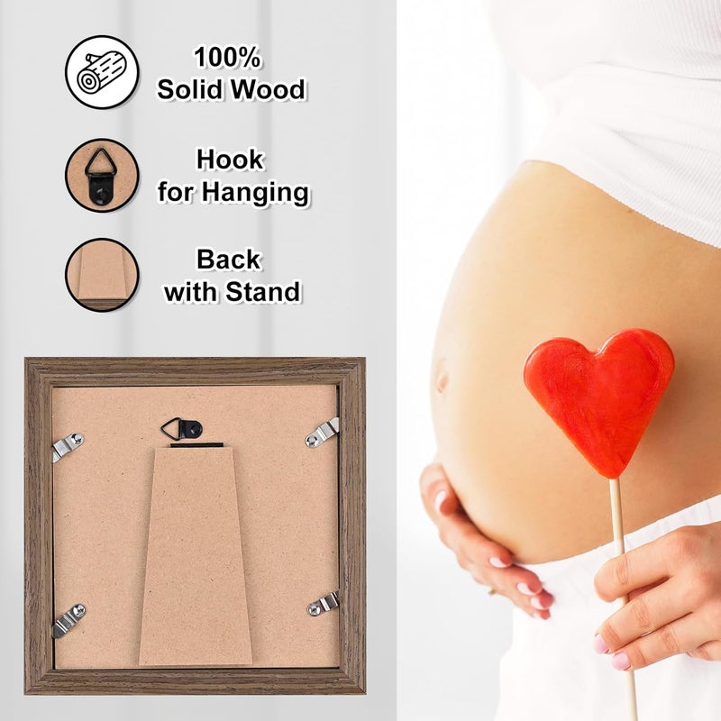 KINLINK Baby Sonogram Picture Frame, Love at First Sight Ultrasound Picture Frame, Pregnancy Gifts for Expecting Mom&Dad, Gender Reveal Party, Baby Keepsake Announcement Rustic Brown - Image 3